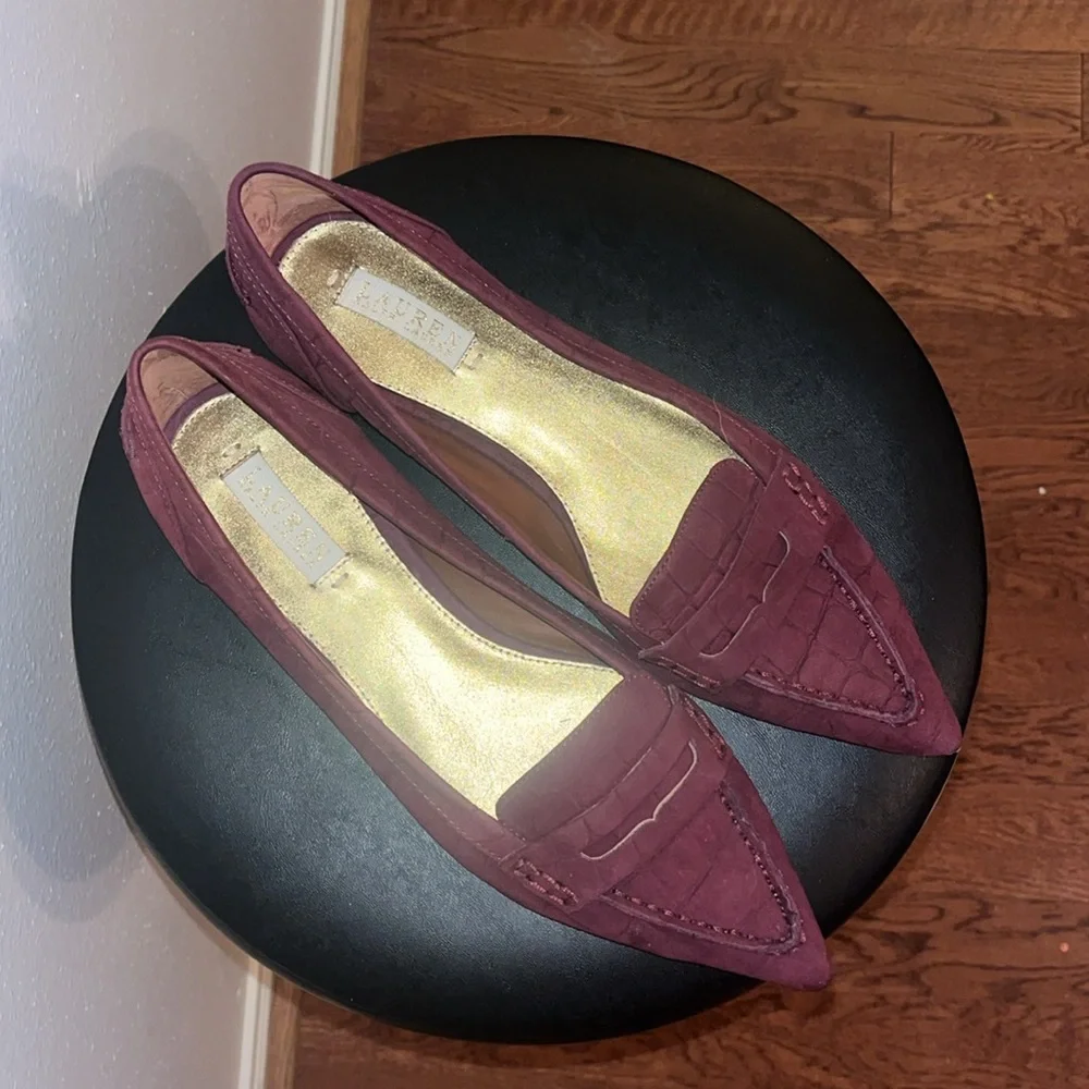 LAUREN by RALPH LAUREN Maroon Size 9 Suede Flats - Picture 3 of 7